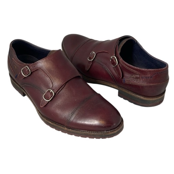FLUCHOS Huellas Monk Strap Burgundy Cap Toe F0279 Genuine Leather Spain 43 EU - Picture 2 of 14